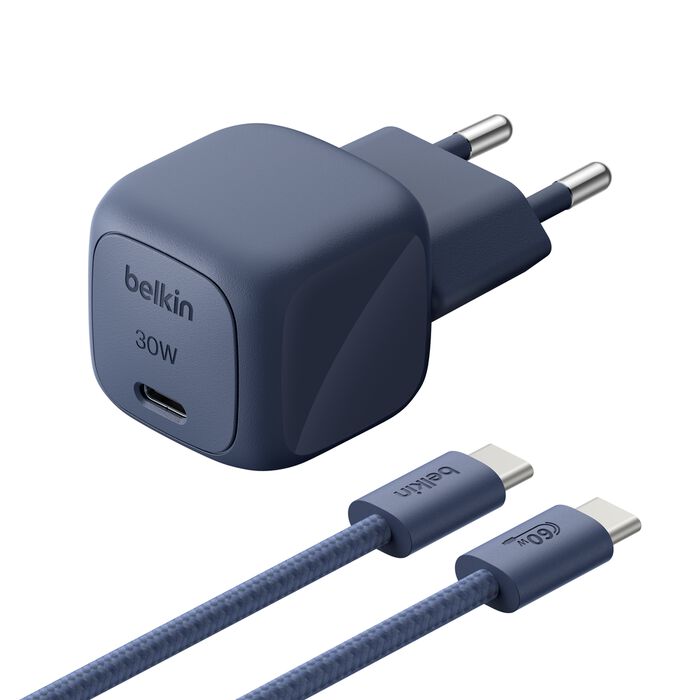 Belkin 30W USB-C PD Vegglader med ladekabel - Indigo