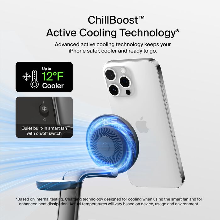 Belkin UltraCharge Pro 3-i-1 Qi2 Ladestativ - Kullsvart