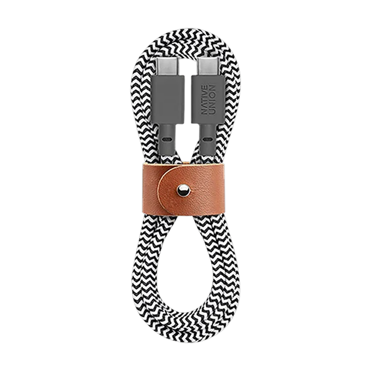 Native Union Belt USB-C til USB-C ladekabel 1,2 m i zebramønster med skinnspenne